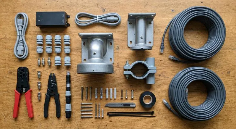 Anabon Security Inc () Security camera accessories including cables, connectors, and mounting tools