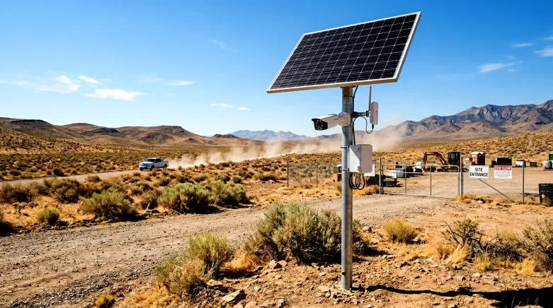 Anabon Security Inc () Solar powered security camera system installed in remote outdoor area
