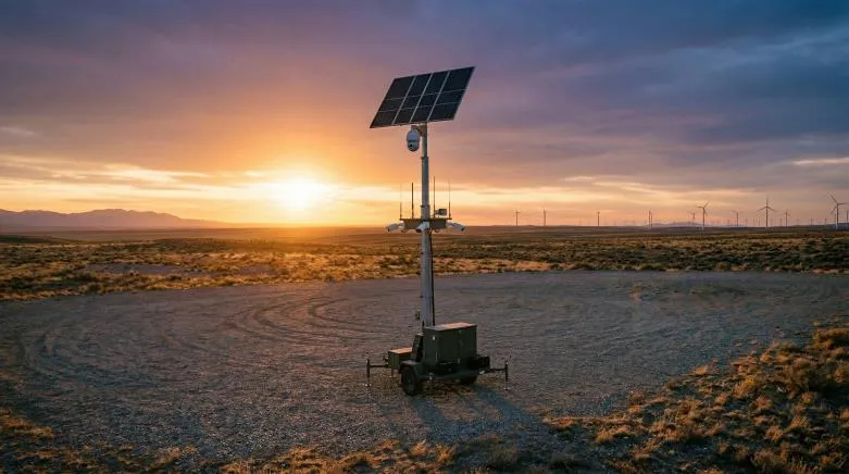 Anabon Security Inc () Solar powered surveillance tower in remote desert environment