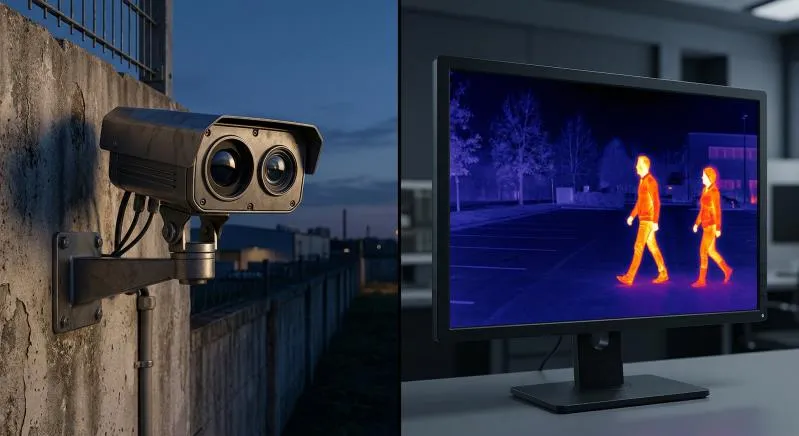 Anabon Security Inc () Thermal security camera detecting human heat signatures on monitoring screen