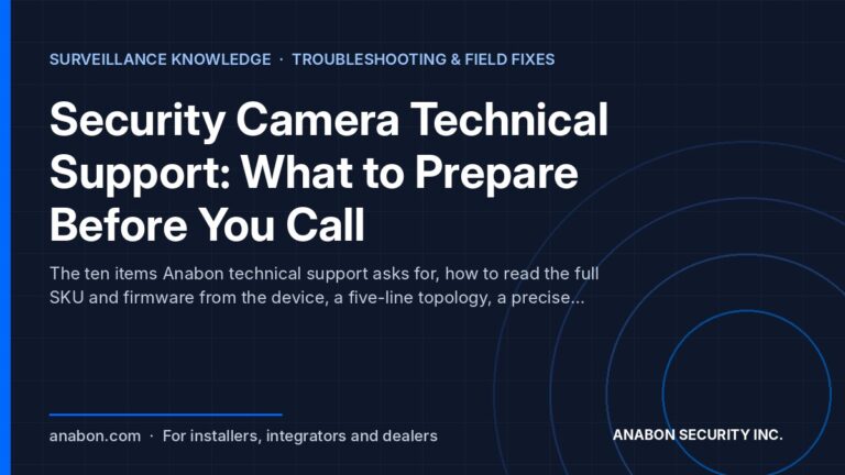 Security Camera Technical Support: What to Prepare Before You Call (Network & Cybersecurity for Camera Systems) Security camera technical support prep: full SKU, firmware version, NVR model, topology, logs and screenshots before you call