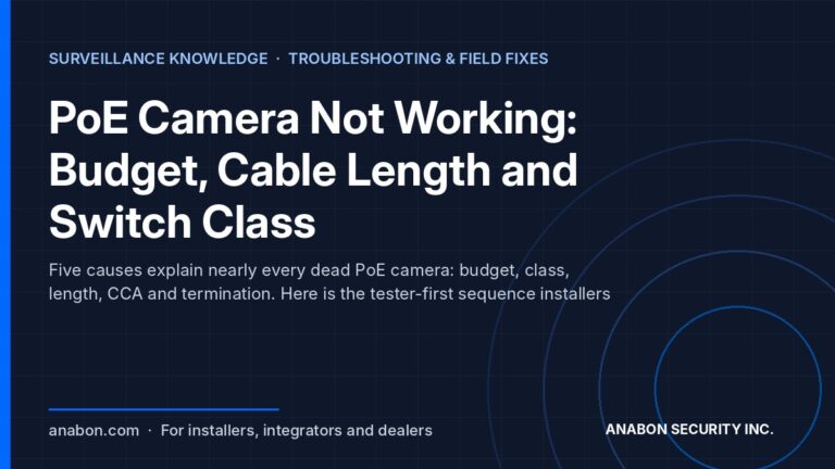 PoE Camera Not Working: Budget, Cable Length and Switch Class (Troubleshooting & Field Fixes) PoE camera not working: troubleshooting PoE budget, cable length and switch class with a PoE tester