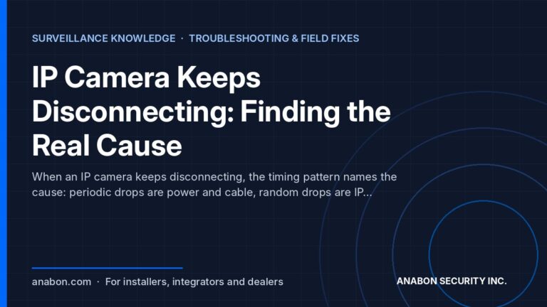 IP Camera Keeps Disconnecting: Finding the Real Cause (Troubleshooting & Field Fixes) IP camera keeps disconnecting: periodic, random and night-time drop patterns and the power, address and illuminator causes