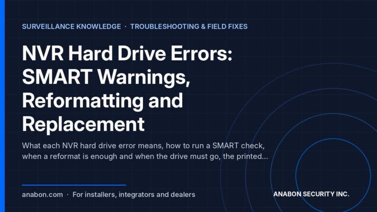 NVR Hard Drive Errors: SMART Warnings, Reformatting and Replacement (Partner Program, Warranty & Support) NVR hard drive error: what each message means, SMART checks, reformat or replace, and CASE NVR drive capacities