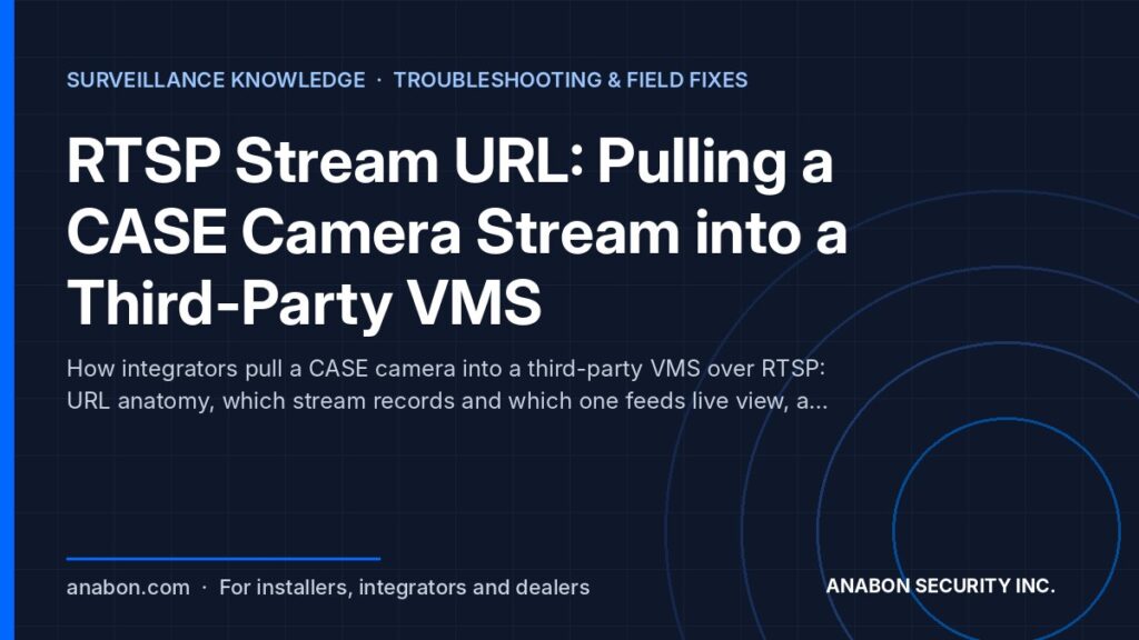 RTSP Stream URL: Pulling a CASE Camera Stream into a Third-Party VMS (Troubleshooting & Field Fixes) RTSP stream URL for a CASE camera: URL anatomy, main and sub streams, and third-party VMS integration