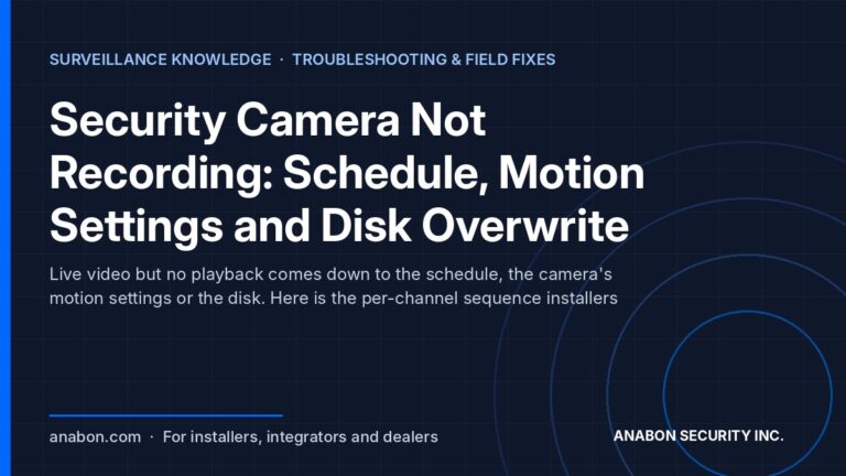 Security Camera Not Recording: Schedule, Motion Settings and Disk Overwrite (Troubleshooting & Field Fixes) Security camera not recording: checking NVR schedule, motion detection zones and disk overwrite per channel