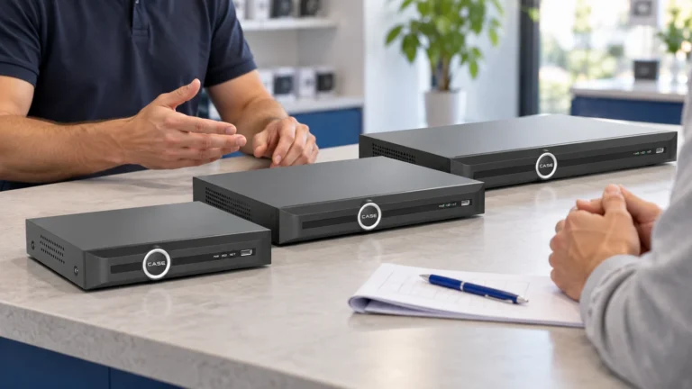 Choosing a CASE NVR: Channels, PoE, AI and Storage (Vertical Playbooks for Installers) Three CASE recorder formats arranged for a project-selection discussion.