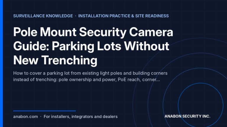 Pole Mount Security Camera Guide: Parking Lots Without New Trenching (Installation Practice & Site Readiness) Pole mount security camera planning for parking lots: light poles, corner mounts, 180° camera and PoE power without trenching