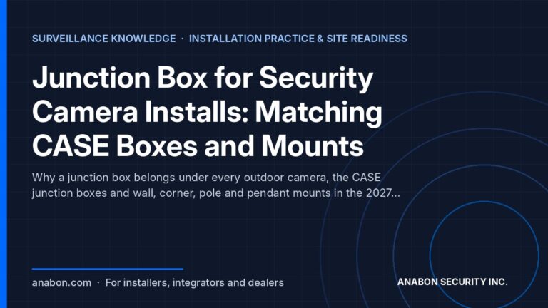 Junction Box for Security Camera Installs: Matching CASE Boxes and Mounts (Installation Practice & Site Readiness) Junction box for security camera installs: CASE boxes and wall, corner, pole and pendant mounts matched to each camera