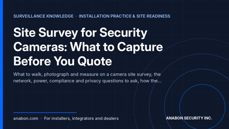 Site Survey for Security Cameras: What to Capture Before You Quote (System Design & Sizing) Site survey for security cameras: what installers photograph, measure and ask before writing a quote