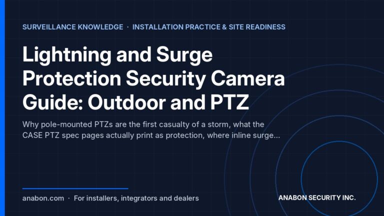 Lightning and Surge Protection Security Camera Guide: Outdoor and PTZ (Installation Practice & Site Readiness) Surge protection security camera guide: lightning paths, inline SPDs, grounding and fiber isolation for PTZs