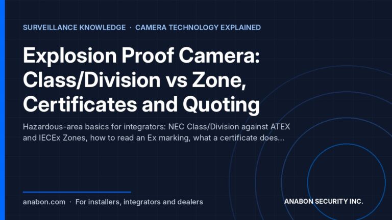Explosion Proof Camera: Class/Division vs Zone, Certificates and Quoting (Vertical Playbooks for Installers) Explosion proof camera primer for integrators: Class/Division vs Zone, Ex markings, certificates and project quoting