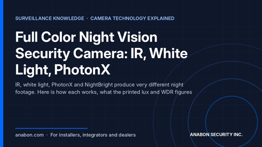 Full Color Night Vision Security Camera: IR, White Light, PhotonX (Project & Bid Support) Full color night vision security camera explained: IR, white light, PhotonX and NightBright compared for installers