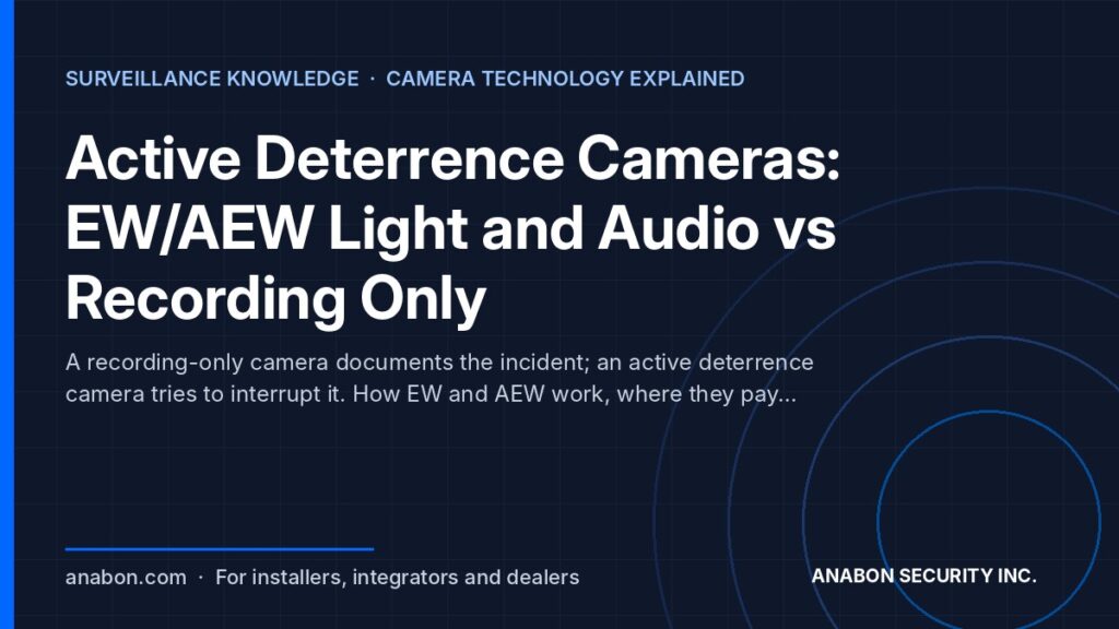 Active Deterrence Cameras: EW/AEW Light and Audio vs Recording Only (Camera Technology Explained) Active deterrence camera explained: EW and AEW light and audio versus recording only, for installers and integrators