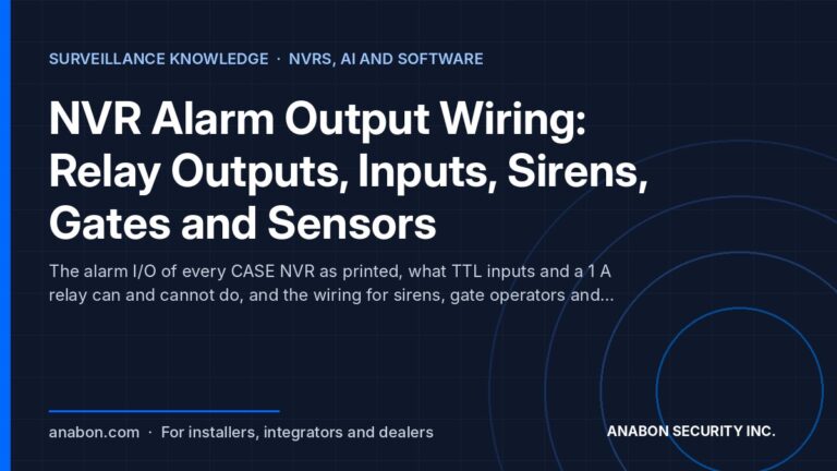 NVR Alarm Output Wiring: Relay Outputs, Inputs, Sirens, Gates and Sensors (CASE Product Spotlights) NVR alarm output wiring: relay outputs, TTL alarm inputs, sirens, gates and door sensors on CASE NVRs