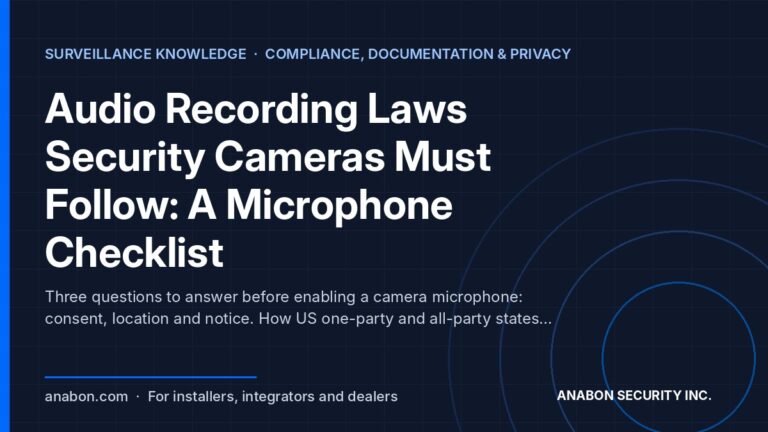 Audio Recording Laws Security Cameras Must Follow: A Microphone Checklist (Compliance, Documentation & Privacy) Audio recording laws security cameras must follow: consent, location and notice before a camera microphone is enabled