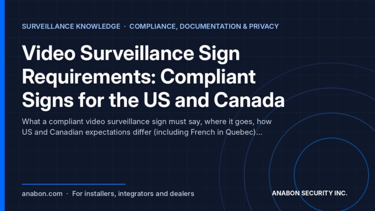 Video Surveillance Sign Requirements: Compliant Signs for the US and Canada (CASE Product Spotlights) Video surveillance sign requirements: notice elements, placement before the camera zone, US, Canadian and Quebec wording