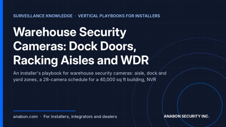 Warehouse Security Cameras: Dock Doors, Racking Aisles and WDR (System Design & Sizing) Warehouse security cameras playbook: dock doors, racking aisles and WDR, for installers
