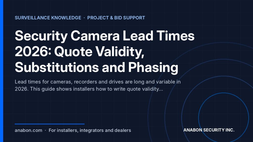 Security Camera Lead Times 2026: Quote Validity, Substitutions and Phasing (Business Growth & Marketing for Installers) Security camera lead times 2026: quote validity, approved-equal substitution and phased delivery terms that protect a bid
