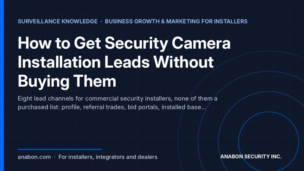 How to Get Security Camera Installation Leads Without Buying Them (Business Growth & Marketing for Installers) How to get security camera installation leads: eight channels for commercial installers, none of them purchased lists