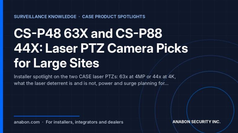 CS-P48 63X and CS-P88 44X: Laser PTZ Camera Picks for Large Sites (Camera Technology Explained) Laser PTZ camera concept: pole-mounted PTZ tracking an intruder across a large yard with a visible laser deterrent beam