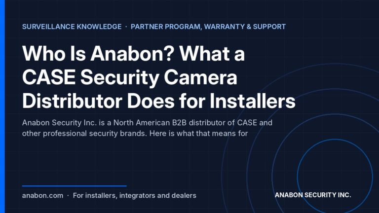 Who Is Anabon? What a CASE Security Camera Distributor Does for Installers (Partner Program, Warranty & Support) Who is Anabon: a North American B2B security camera distributor and CASE channel partner for installers