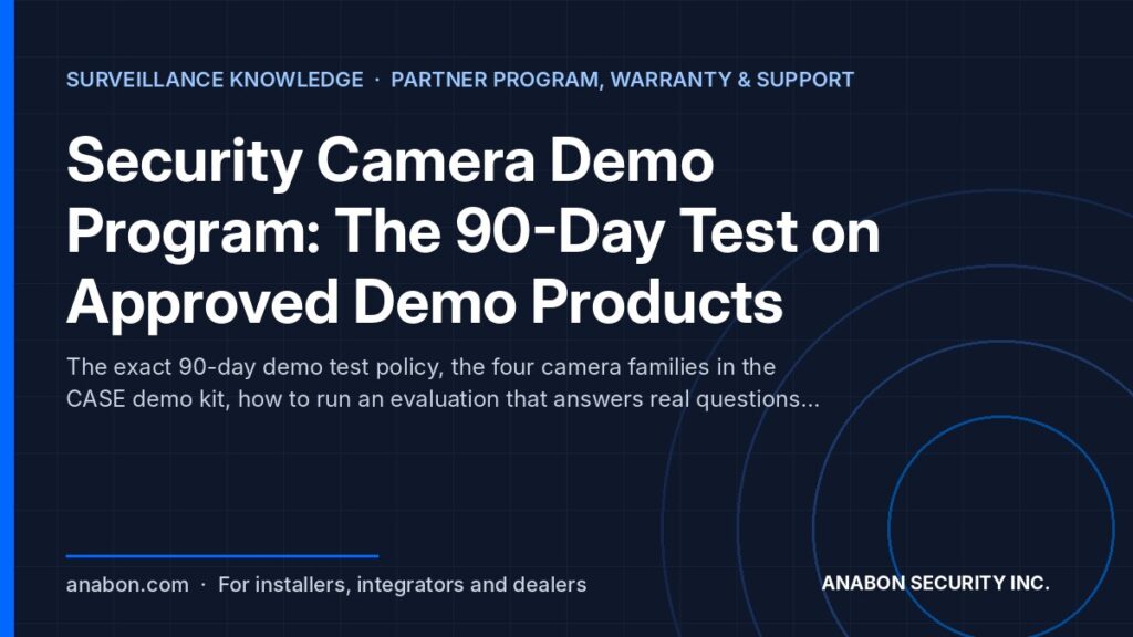 Security Camera Demo Program: The 90-Day Test on Approved Demo Products (Partner Program, Warranty & Support) Security camera demo program: 90-day test period on approved demo products for installers and dealers