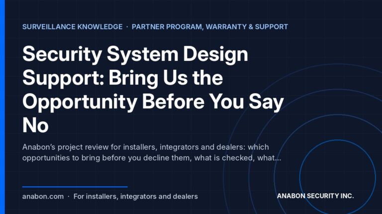 Security System Design Support: Bring Us the Opportunity Before You Say No (Project & Bid Support) Security system design support: which projects installers bring to Anabon, what the review checks and what comes back