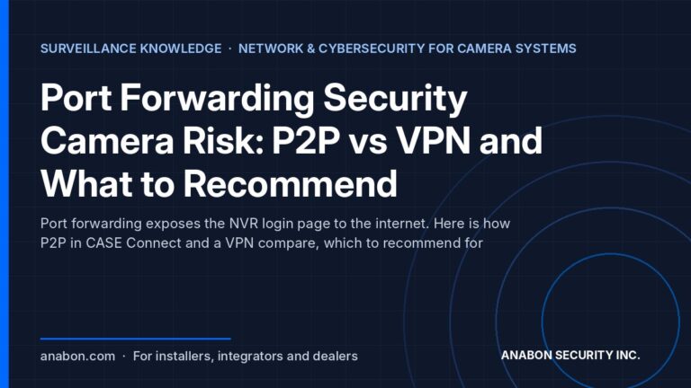Port Forwarding Security Camera Risk: P2P vs VPN and What to Recommend (Network & Cybersecurity for Camera Systems) Port forwarding security camera risk: P2P vs VPN vs port forwarding for NVR remote access