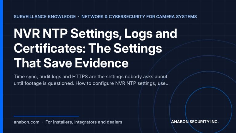 NVR NTP Settings, Logs and Certificates: The Settings That Save Evidence (Troubleshooting & Field Fixes) NVR NTP settings, audit logs and HTTPS certificates: the recorder settings that keep video evidence trustworthy