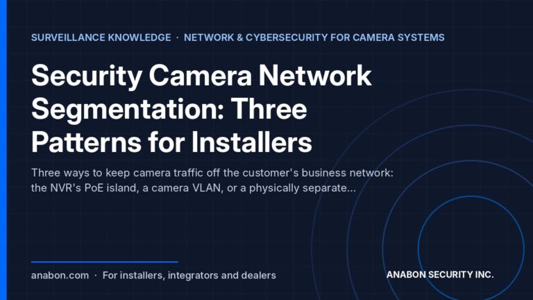 Security Camera Network Segmentation: Three Patterns for Installers (Network & Cybersecurity for Camera Systems) Security camera network segmentation: NVR PoE island, camera VLAN and physically separate camera network compared