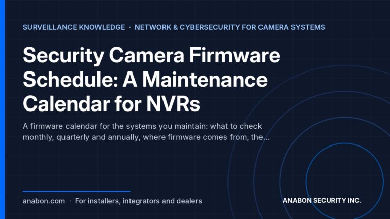 Security Camera Firmware Schedule: A Maintenance Calendar for NVRs (NVRs, AI and Software) Security camera firmware schedule: a maintenance calendar for cameras and NVRs with checks, update order and a version log